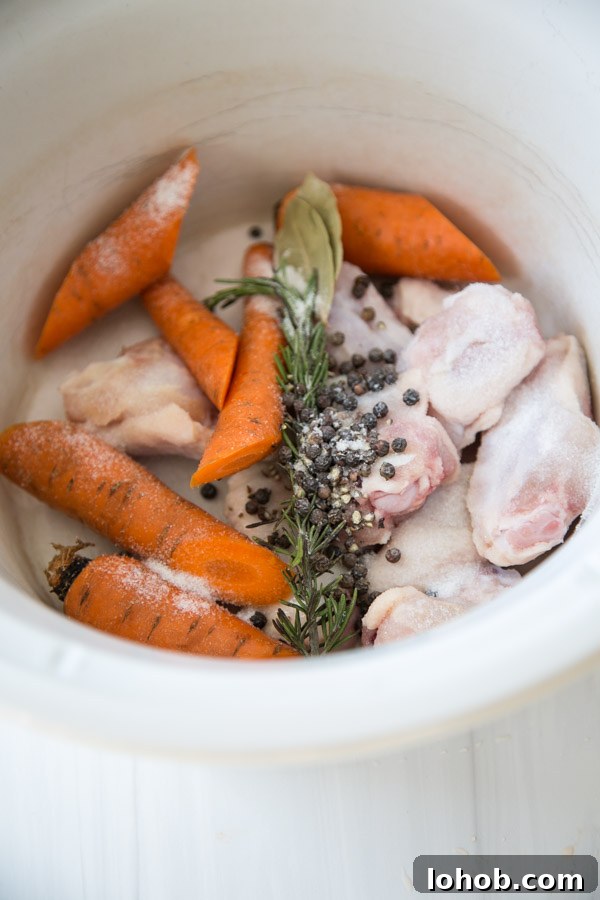 Gut-Healing Low FODMAP Chicken Stock Recipe (Gluten-Free) 4 Ingredients for Gut-Healing Low FODMAP Chicken Broth in a slow cooker