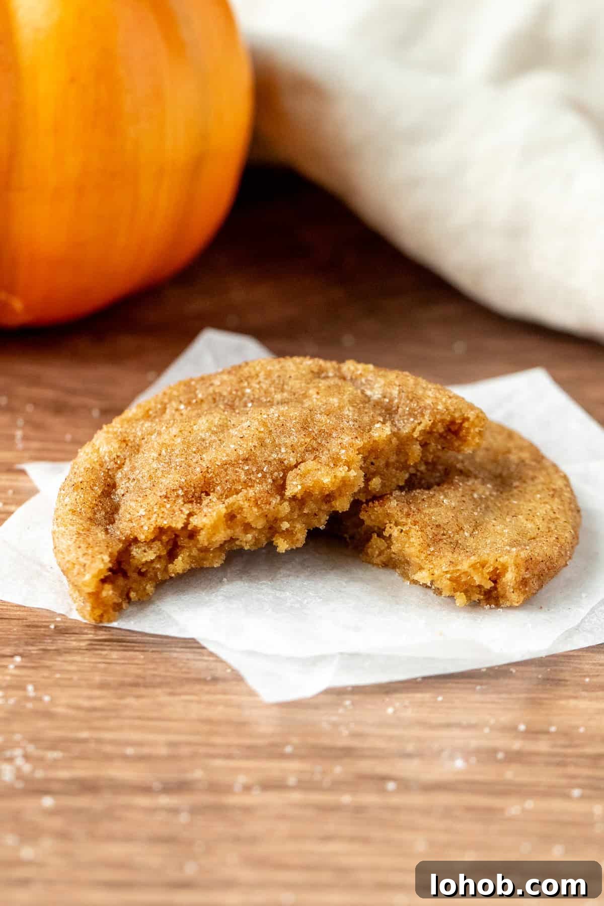 chewy pumpkin cookie broken in half
