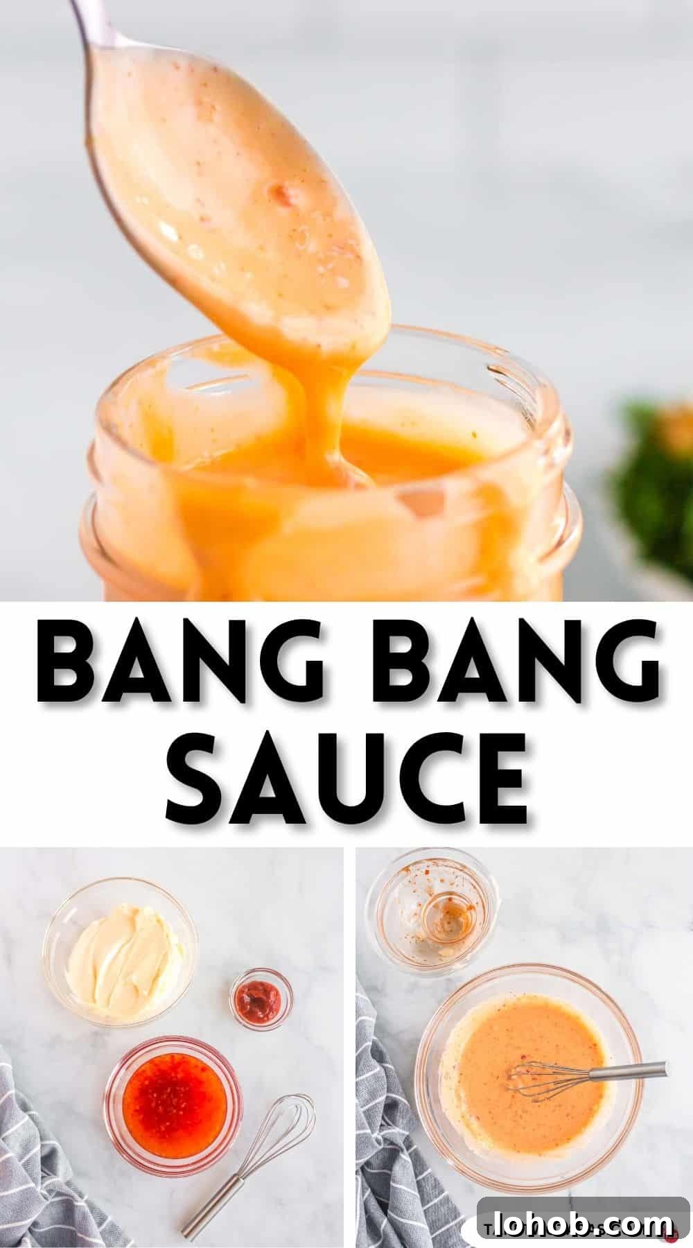 Pinterest pin image for bang bang sauce recipe