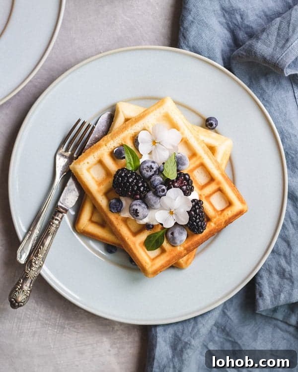 Lightened-Up Belgian Waffles: Fluffy Recipe with Less Fat 2 healthier Belgian waffles