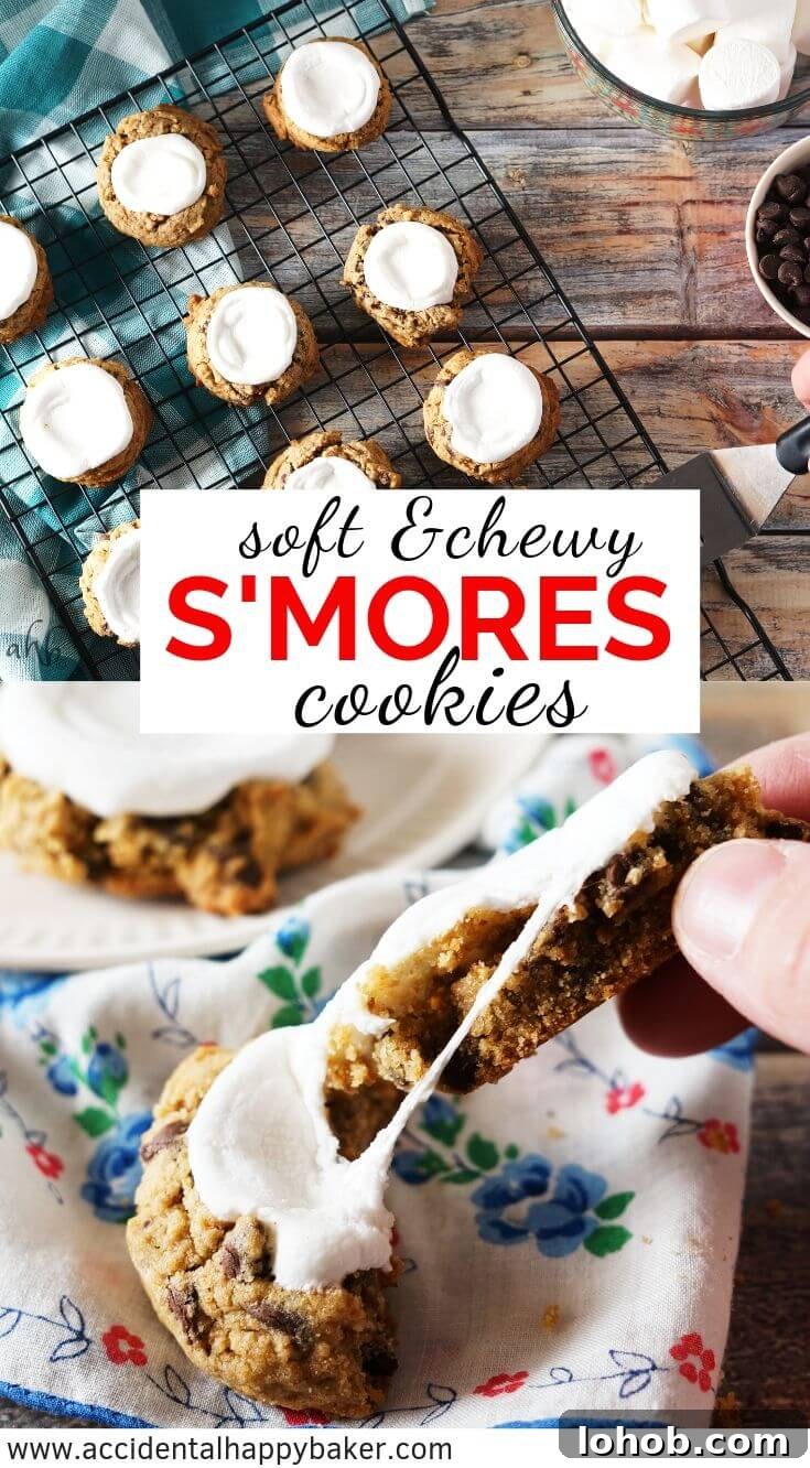Soft and Chewy Smores Cookies - Loaded with chocolate chips, marshmallows, and graham cracker flavor these are the best smores you'll ever eat!