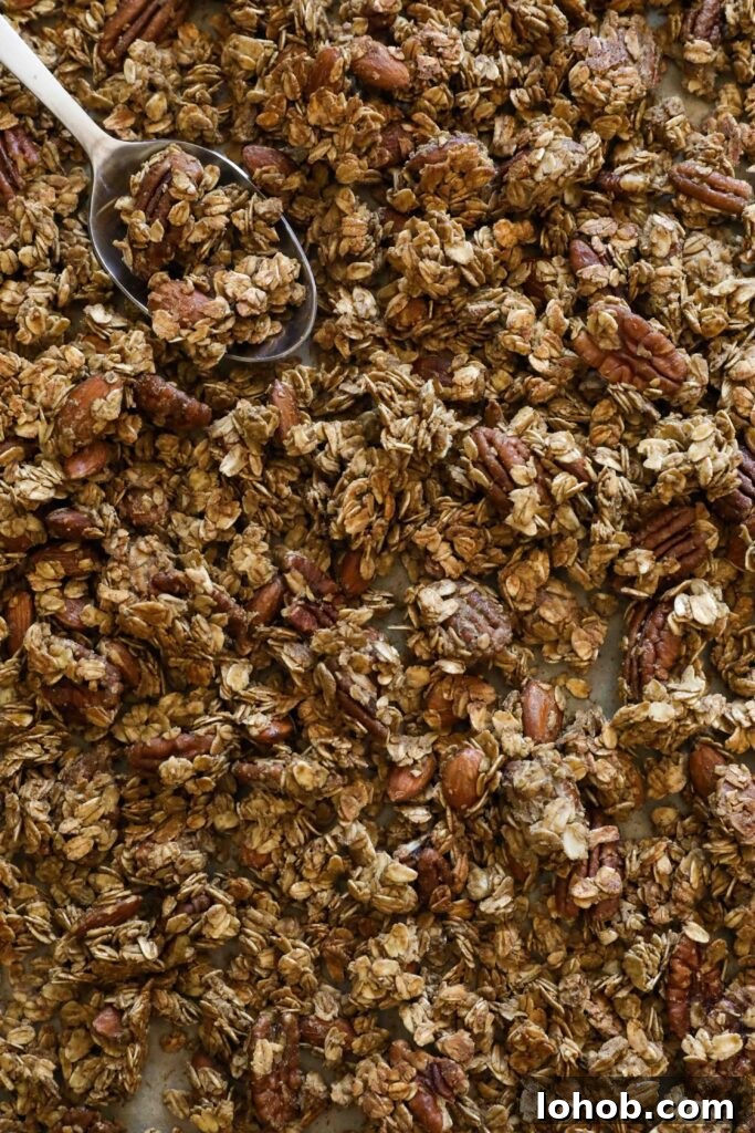 SunButter Gingerbread Granola baked with a spoon by Flora & Vino