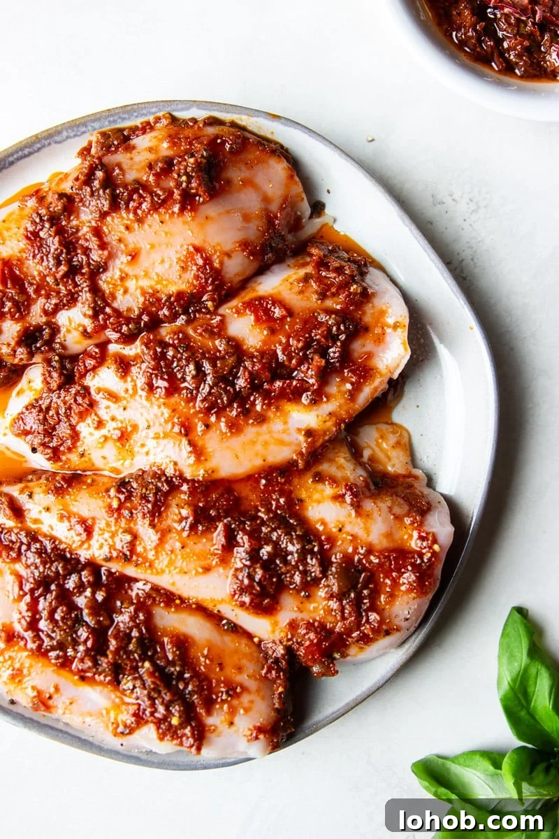 Sun-Dried Tomato Chicken Caprese Recipe with Balsamic Glaze 5 Sun-dried tomatoes and chicken with fresh basil.