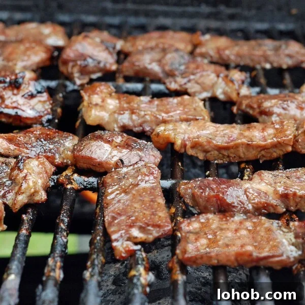 Grilled Chicken with Fresh Avocado Salsa Recipe 8 Strips of jerked beef on a grill