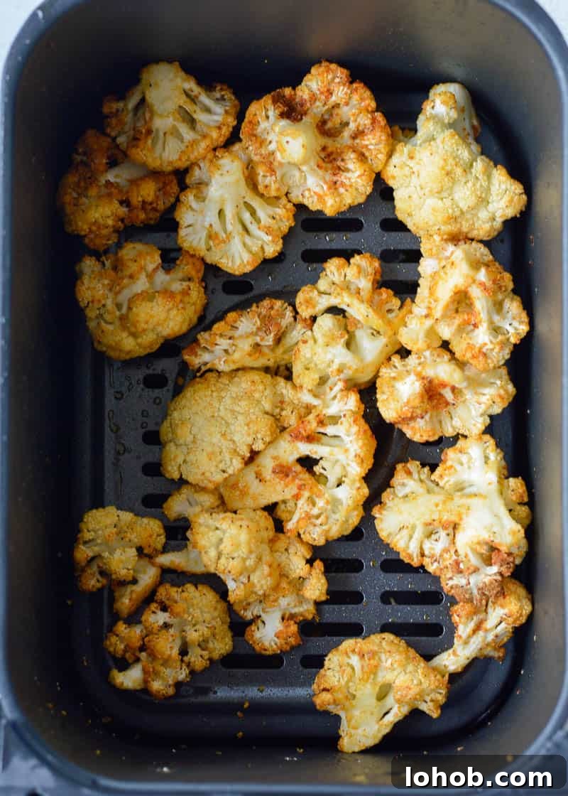 Air Fryer Parmesan Cauliflower plated.