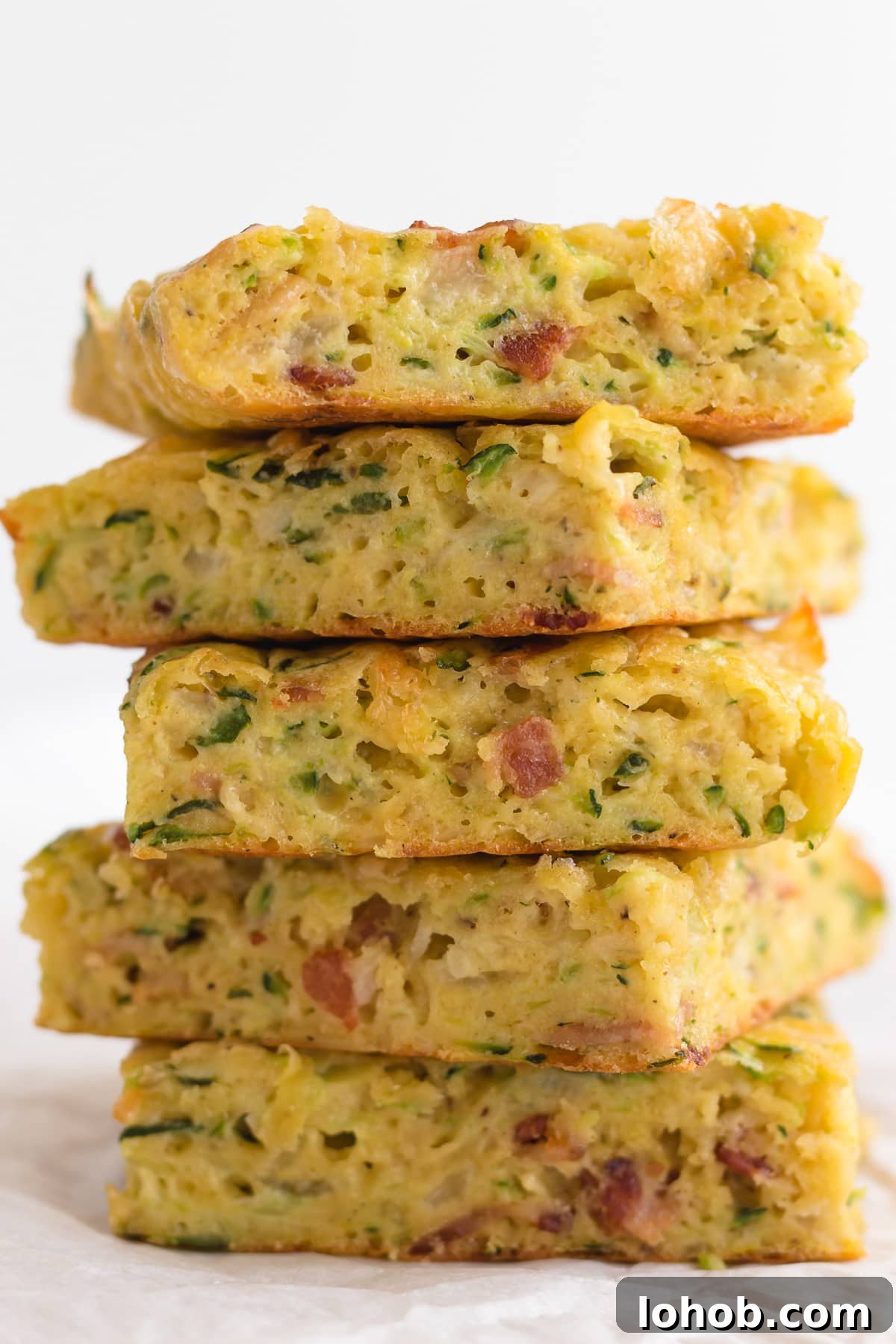 Closeup of a stack of zucchini slice.