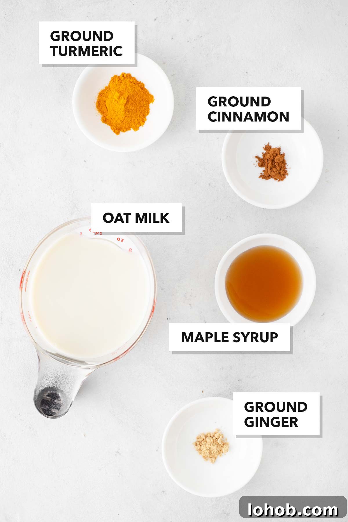 Ingredients for golden milk.