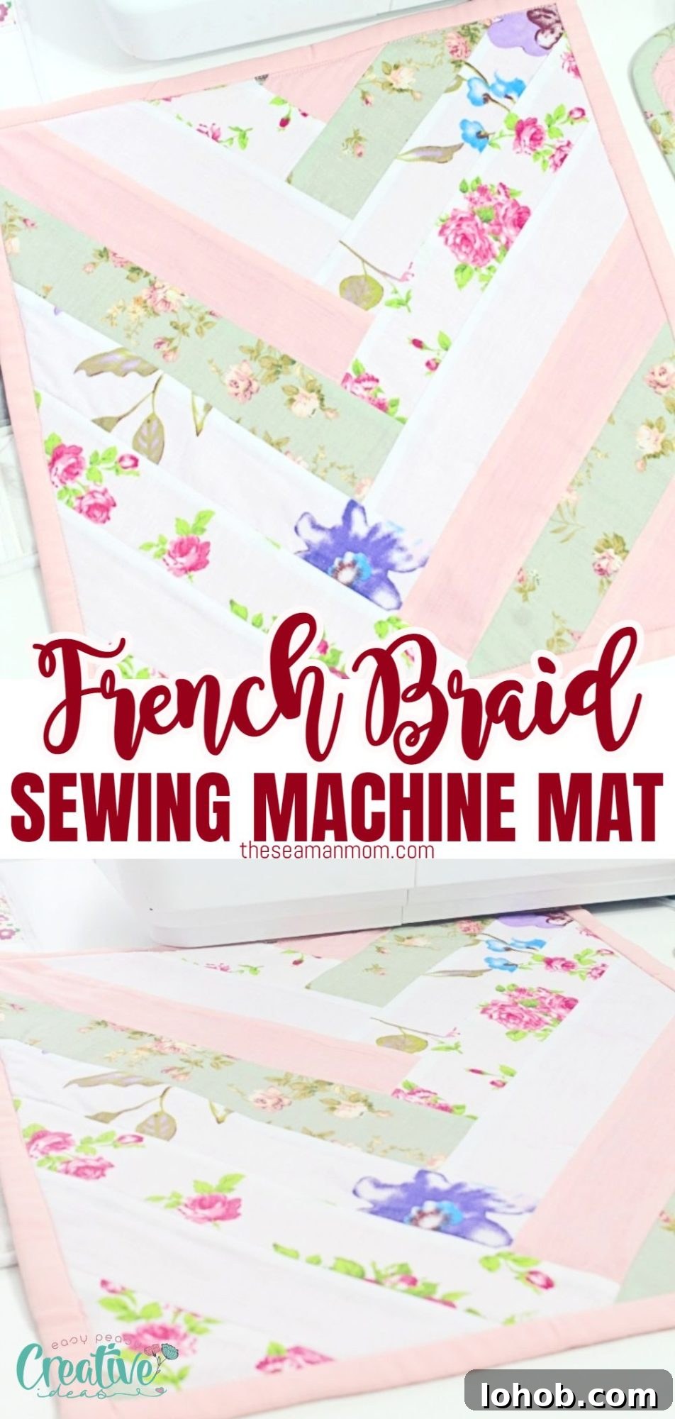 Photo collage of French braid quilt pattern