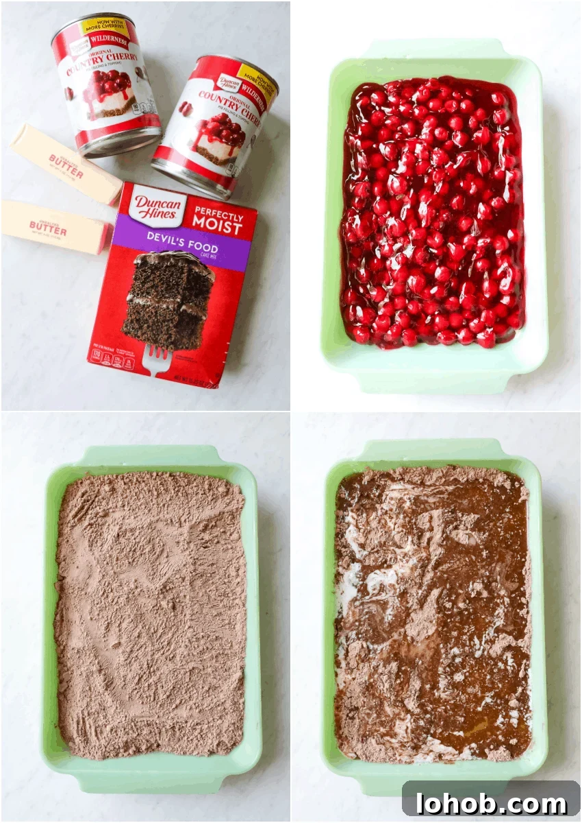 Decadent Chocolate Cherry Dump Cake Recipe 4 ingredients for chocolate cherry dumb cake