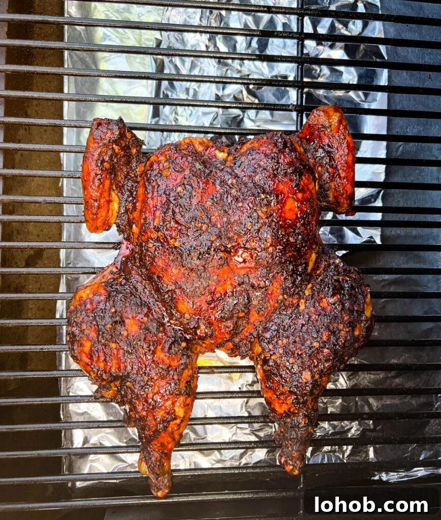 whole chicken on a Traeger pellet grill smoker