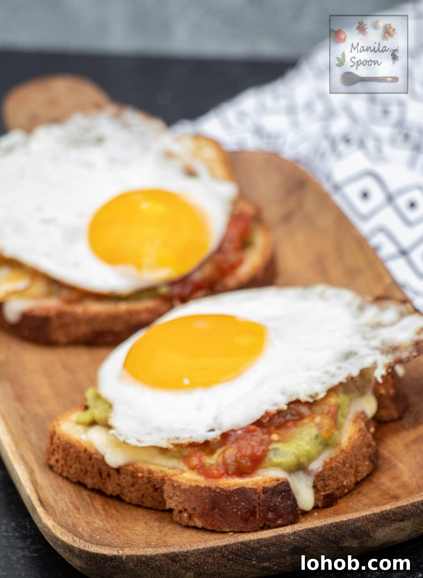 Guacamole, Salsa & Egg Breakfast Sandwich Recipe 5 Egg over-easy on a sandwich