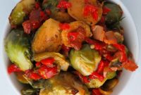 Sous-Vide Brussels Sprouts with Roasted Red Peppers