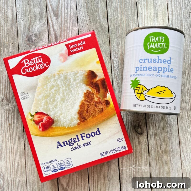 Two-Ingredient Pineapple Angel Food Cake Recipe 4 Slice on plate
