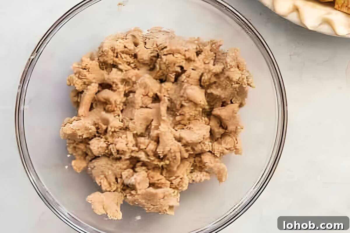 streusel topping mixed in a glass bowl.