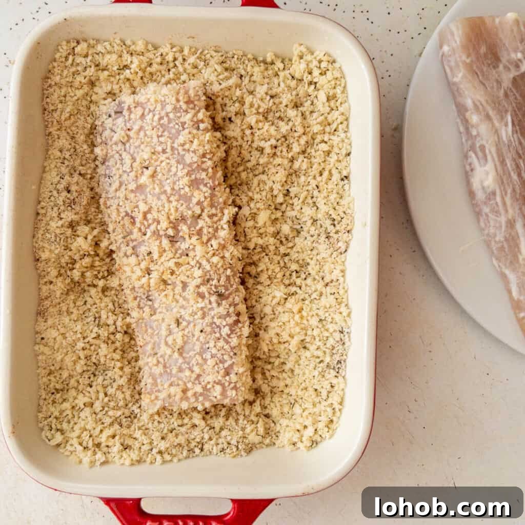 Breading process for air fryer mahi mahi step 2