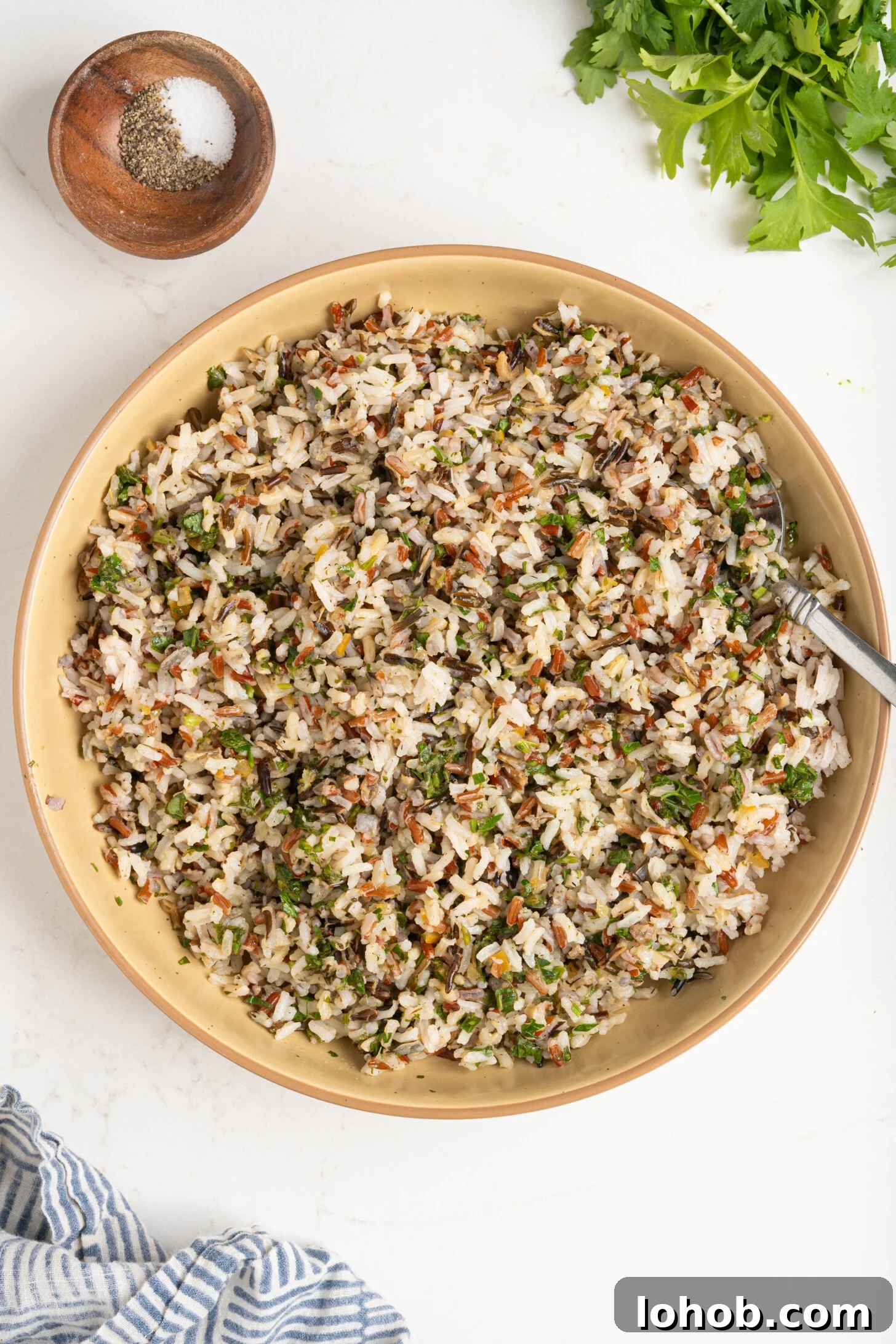 A bowl of wild rice pilaf.