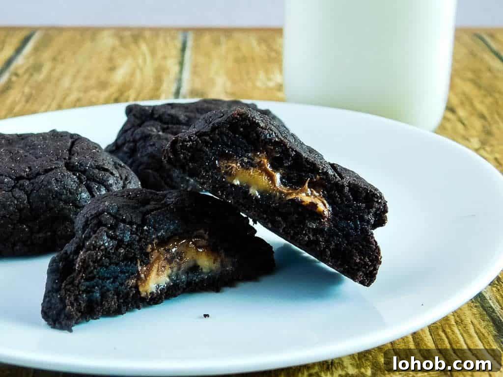 gluten free chocolate cookies split open on a plate