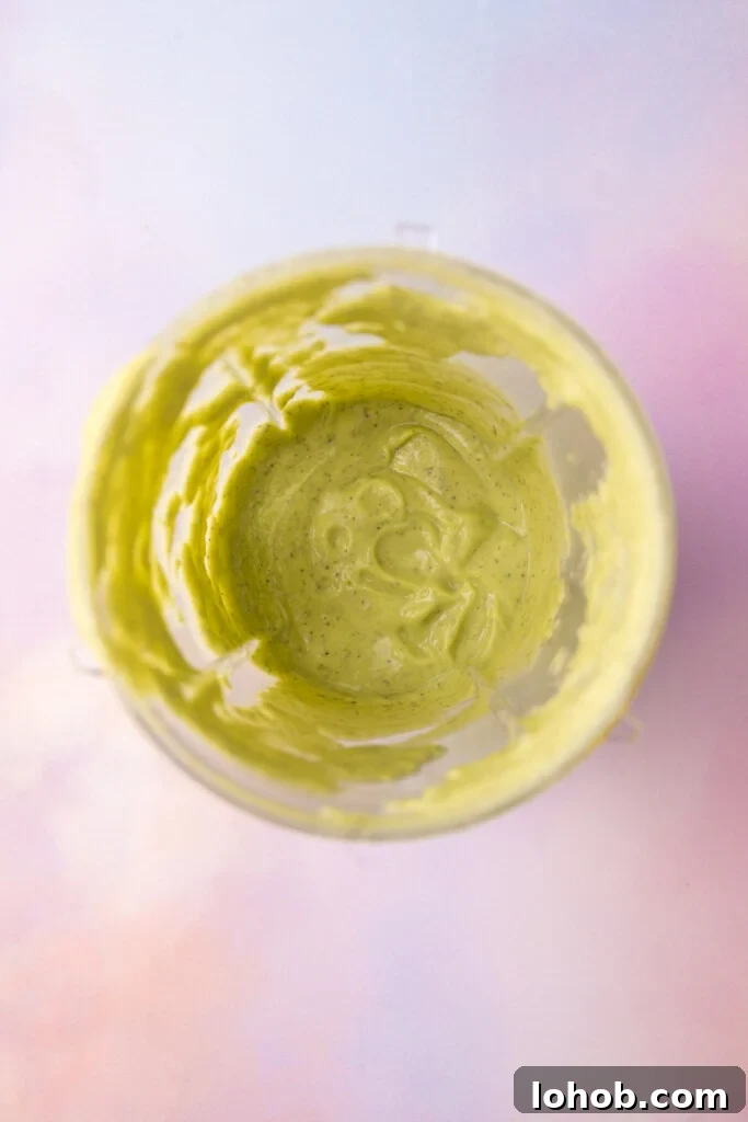 Avocado-based ranch dressing in a blender just made fresh.