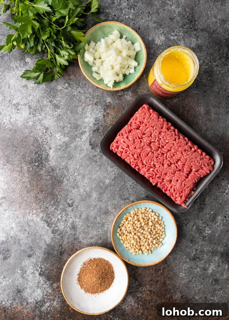 overhead: ingredients needed to make my hashweh recipe