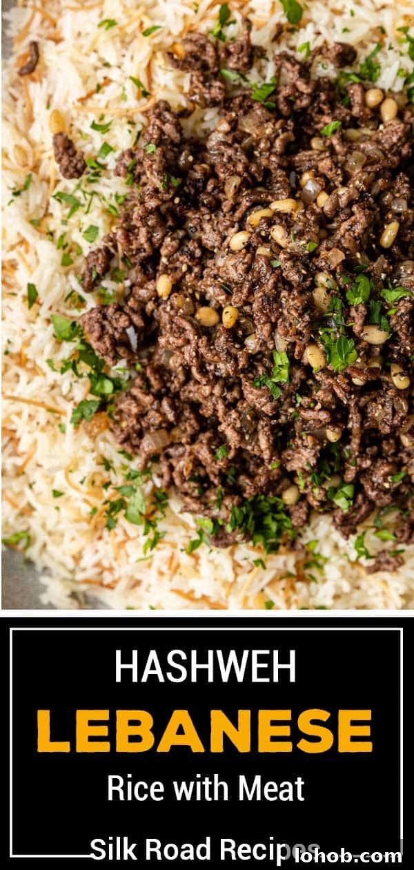 titled image (and shown): hashweh Lebanese rice with meat