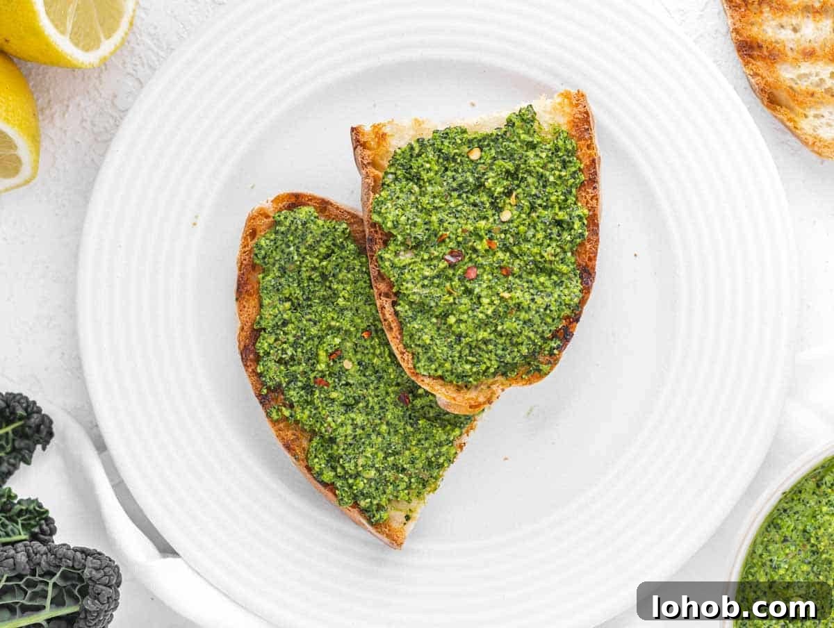 Kale Pesto Recipe: Vibrant Sauce for Pasta, Sandwiches & More 9 Kale Pesto on bruschetta