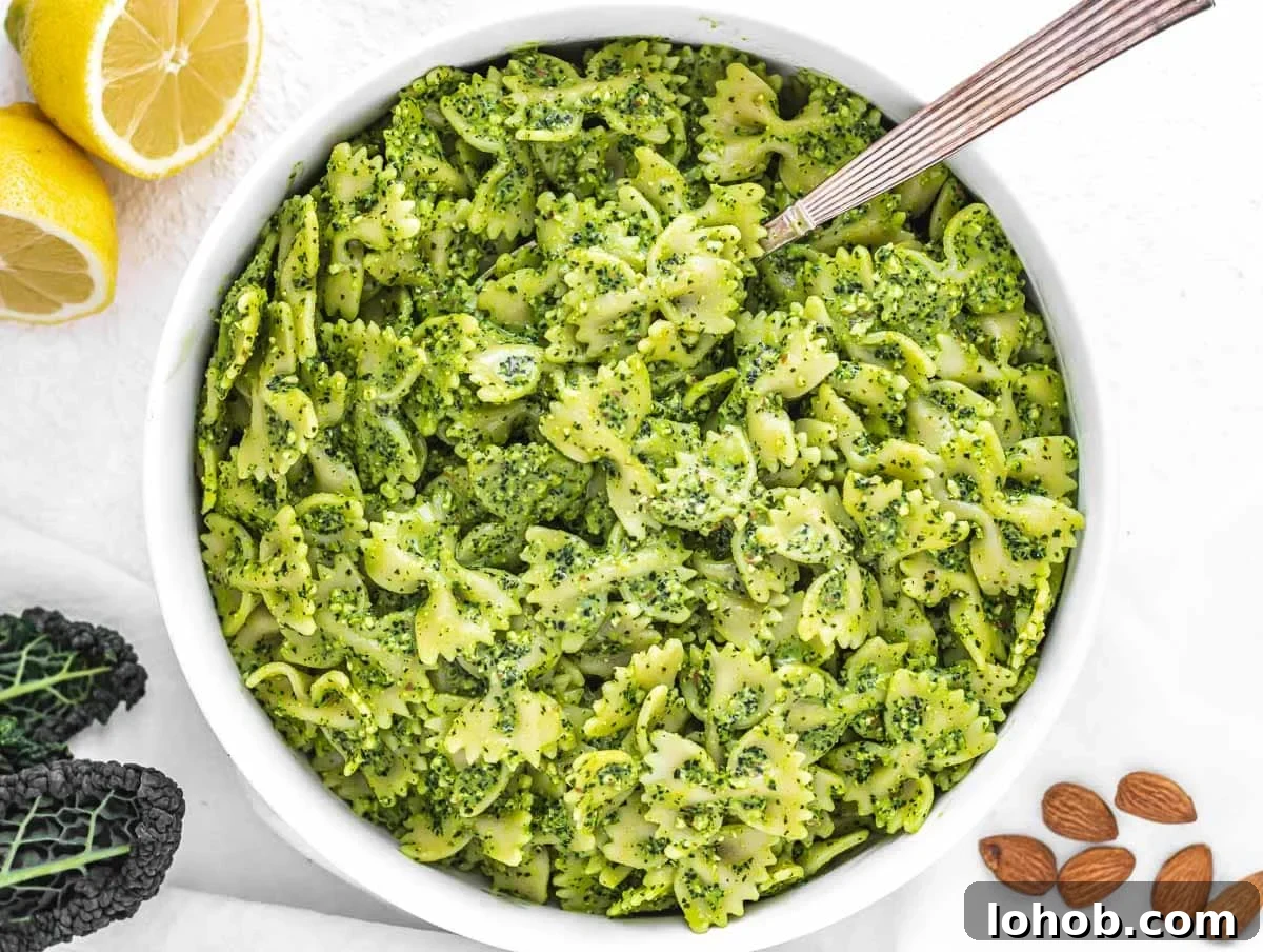 Kale Pesto Recipe: Vibrant Sauce for Pasta, Sandwiches & More 10 Kale Pesto with bow tie pasta