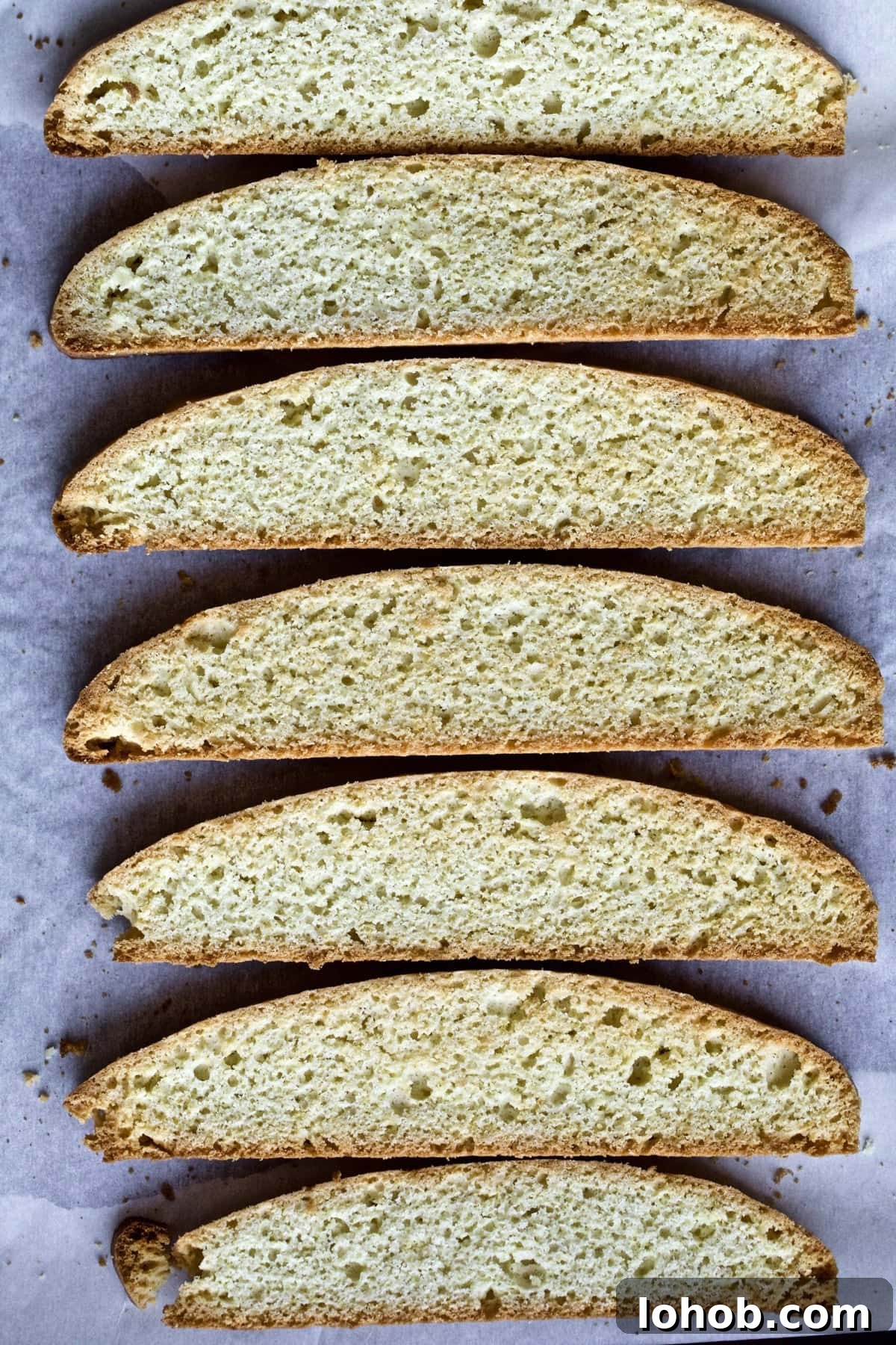 Classic Italian biscotti on parchment paper.