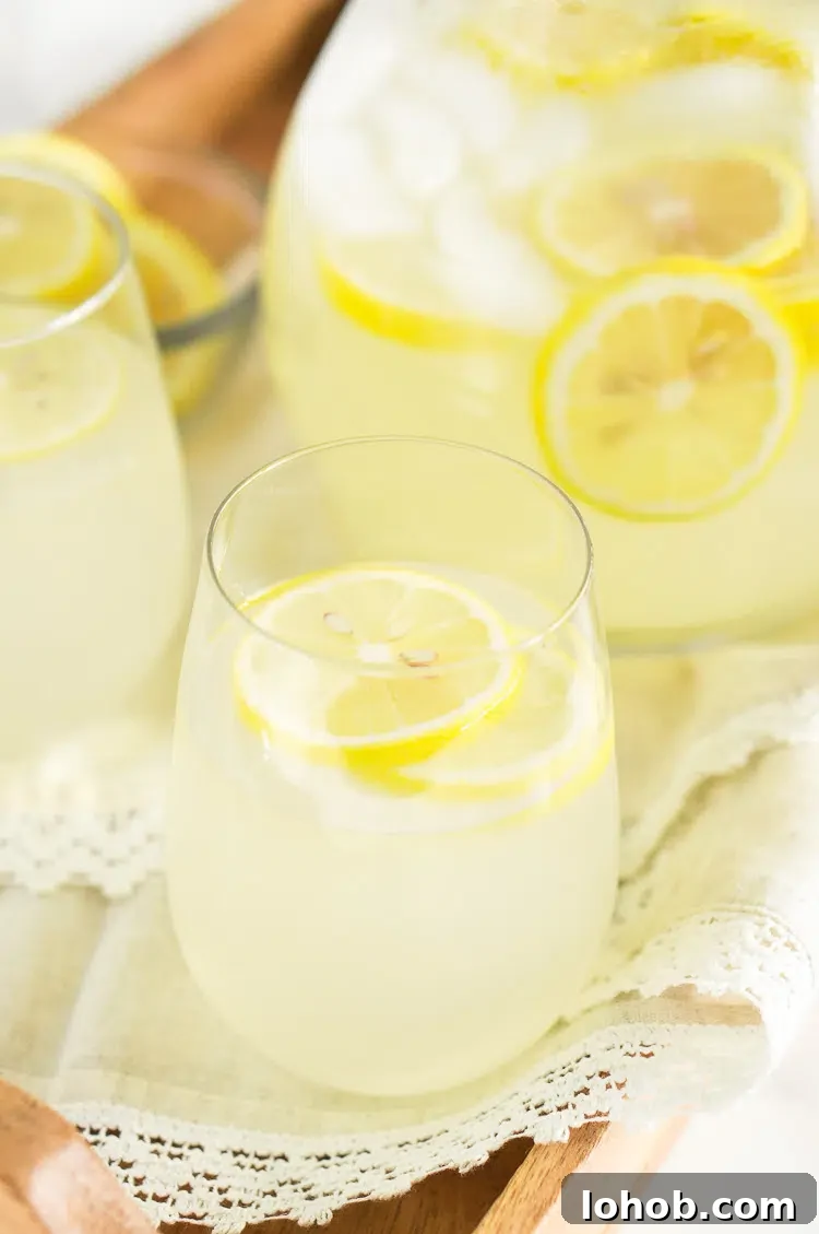 Refreshing Homemade Lemonade Recipe for Perfect Summer Sips 4 close up shot of lemonade in a glass pitcher