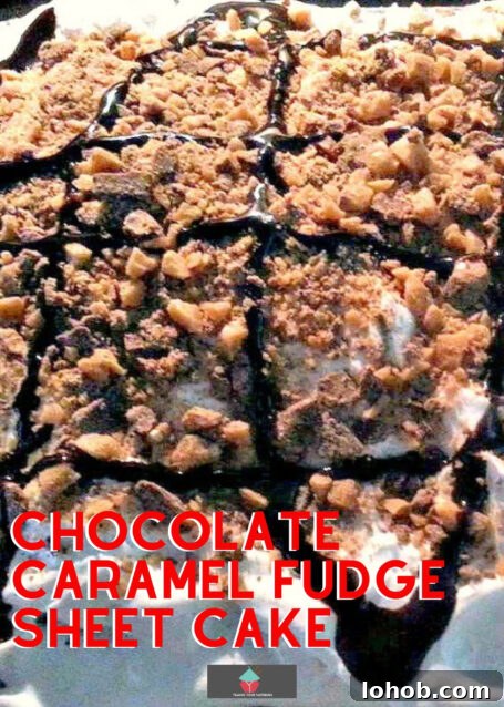 Chocolate Caramel Fudge Sheet Cake