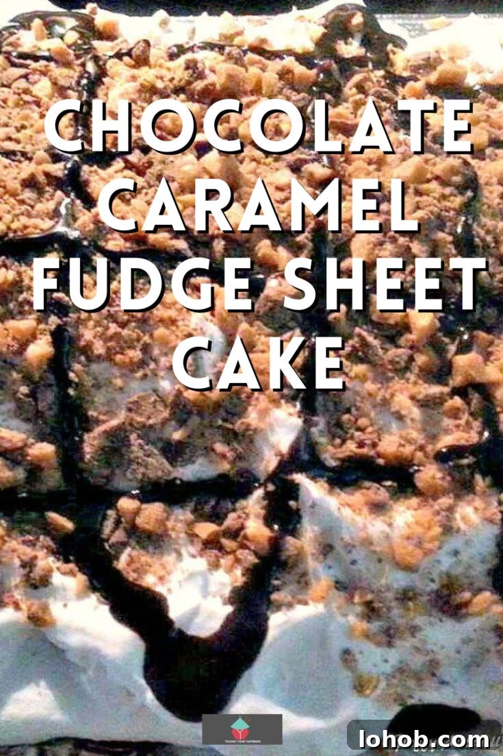 Chocolate Caramel Fudge Sheet Cake