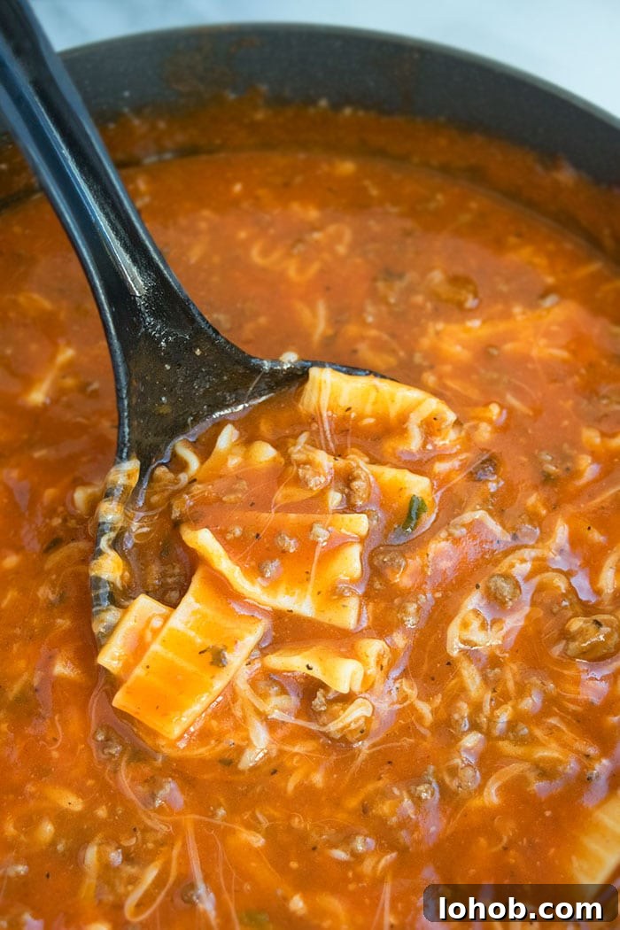 Cheesy Lasagna Soup Recipe (One Pot Meal)