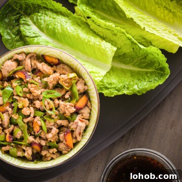 Ground turkey lettuce wraps with lettuce leaves.
