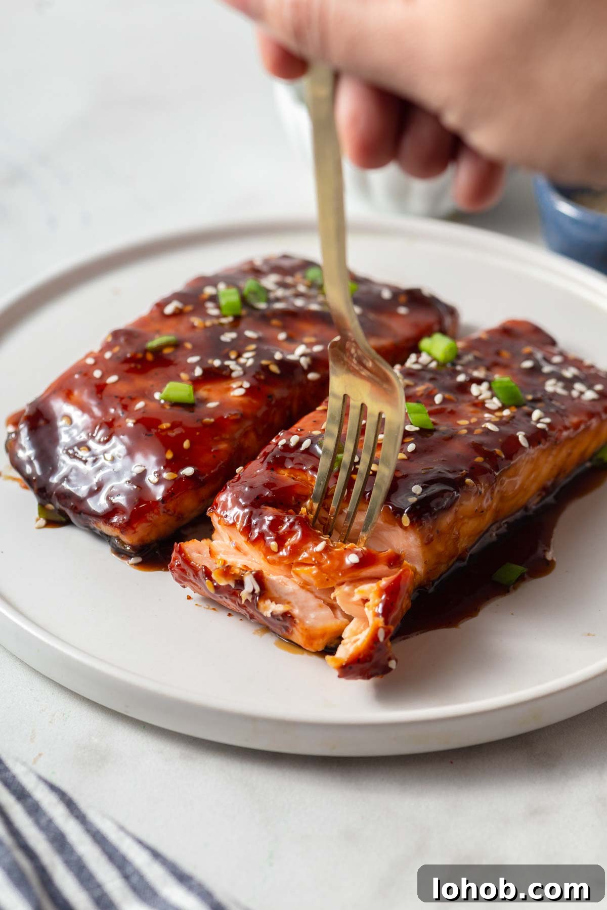 Crispy Air Fryer Teriyaki Salmon 12 flaky air fryer teriyaki salmon.
