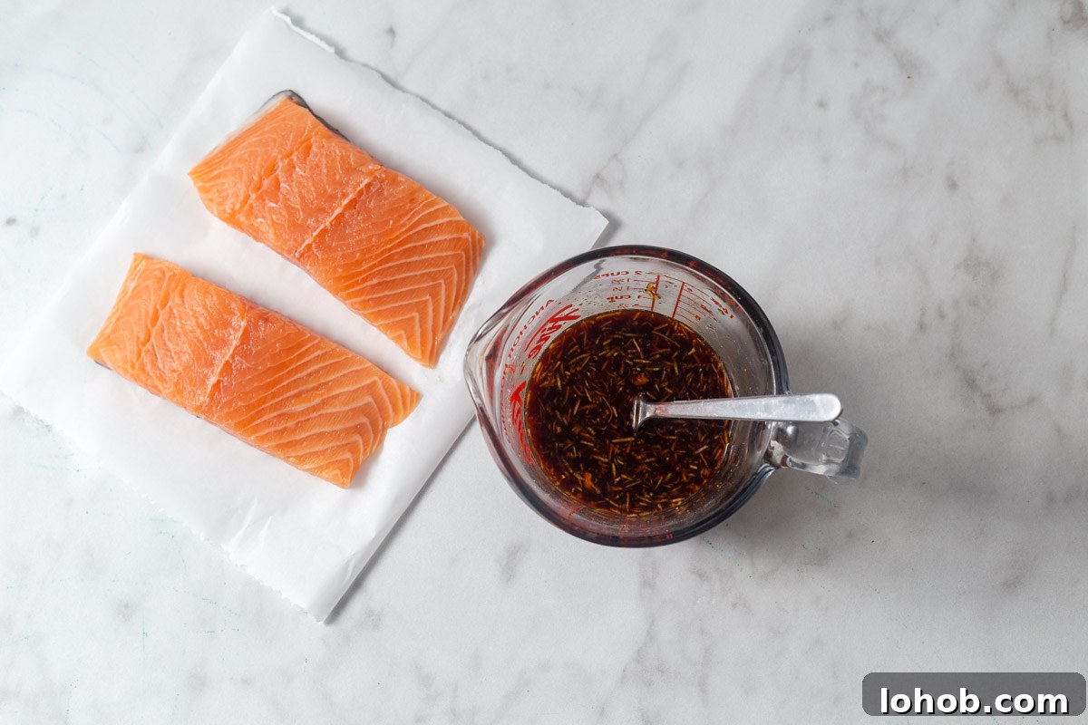 Crispy Air Fryer Teriyaki Salmon 4 making the teriyaki sauce.