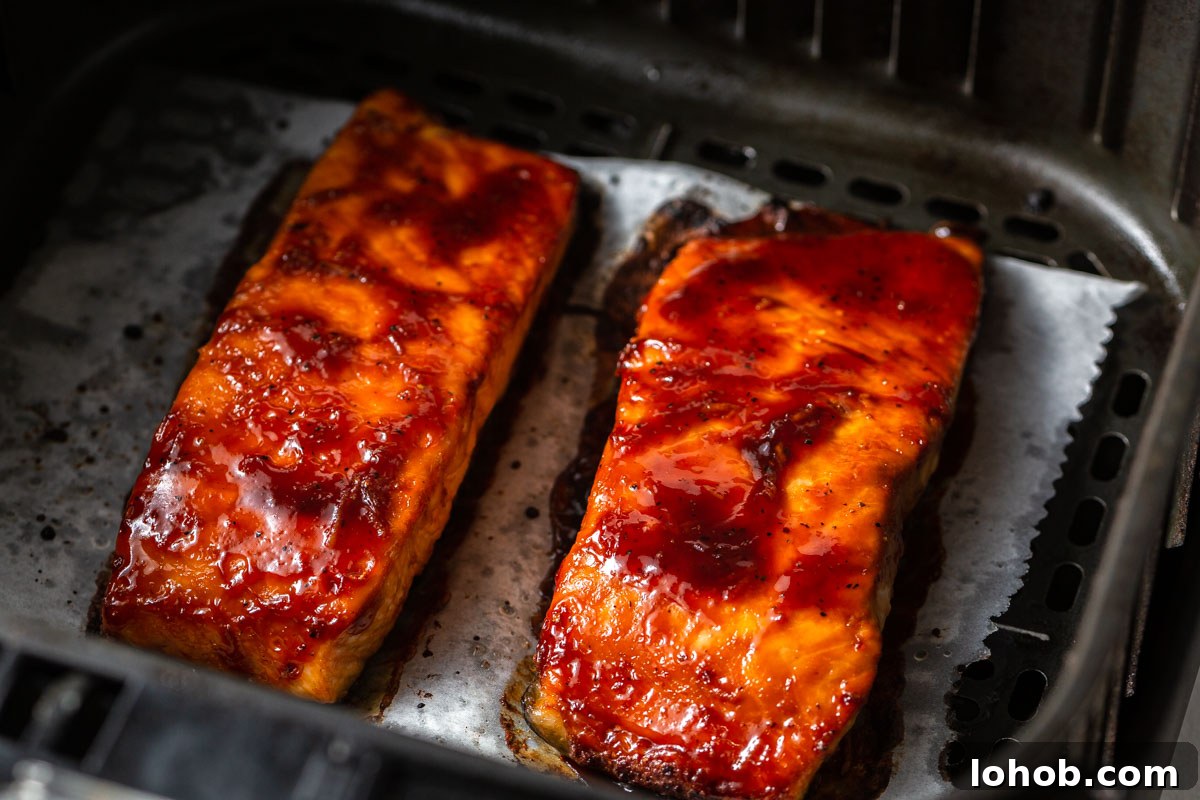 Crispy Air Fryer Teriyaki Salmon 10 teriyaki salmon in the air fryer.