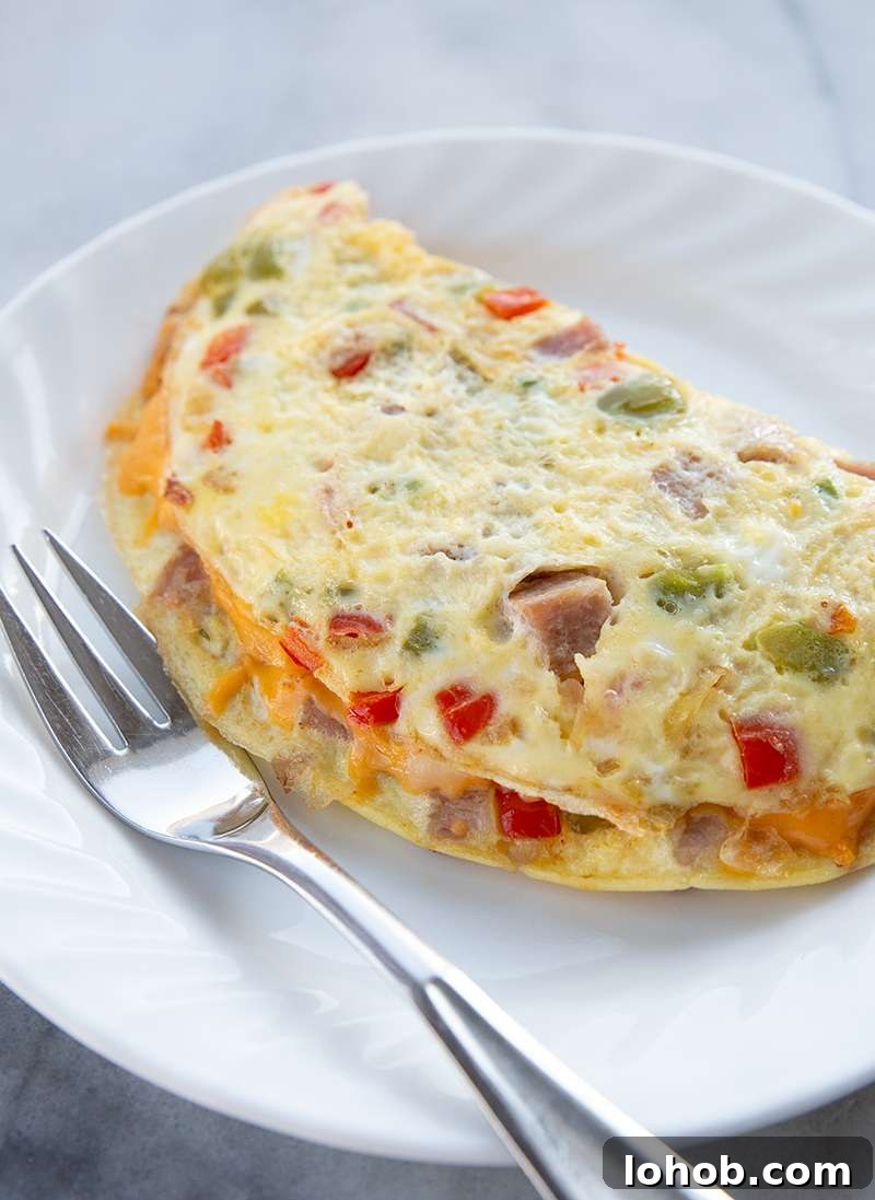 Close up of a completed Western Omelette / Denver Omelette Close up of a completed Western Omelette / Denver Omelette