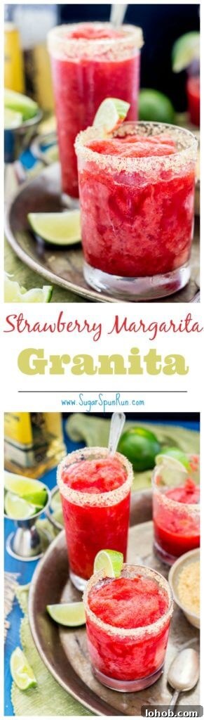 Strawberry Margarita Granita -- www.sugarspunrun.com