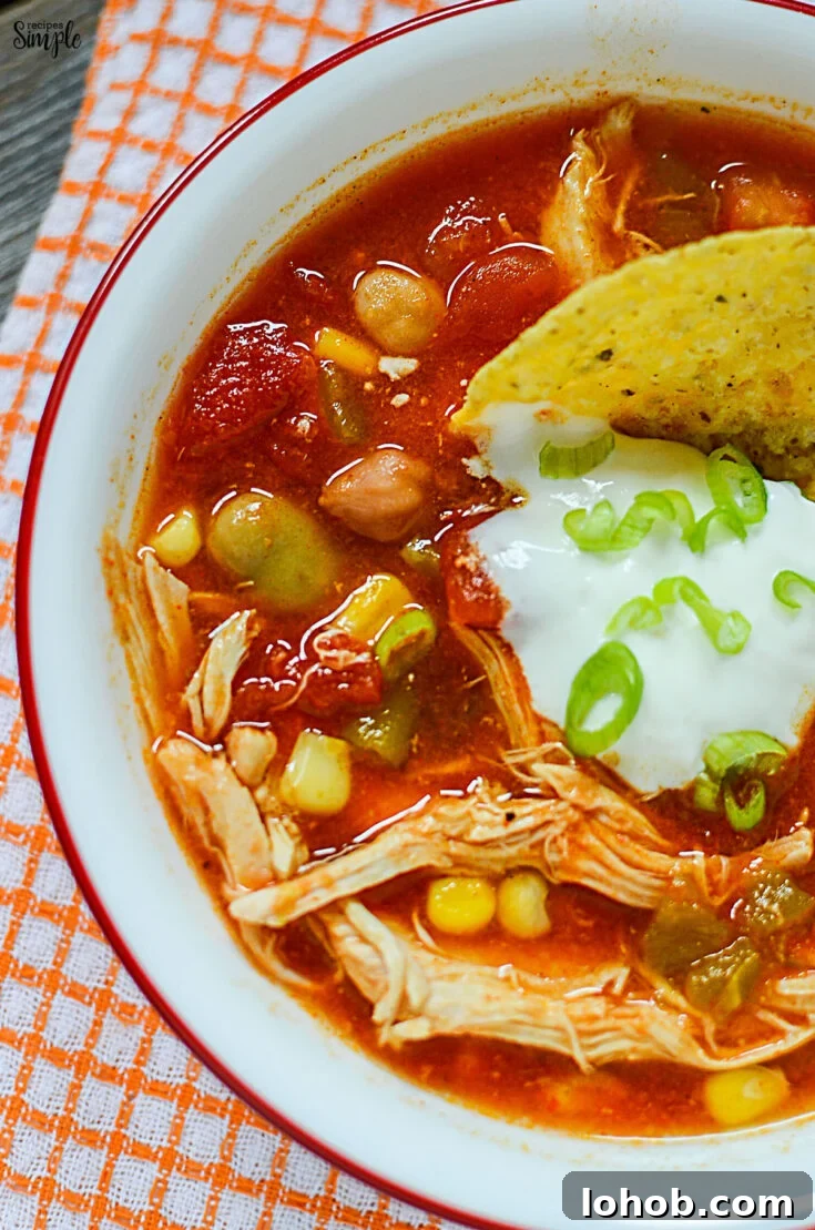 Chicken Taco Soup in Bowl