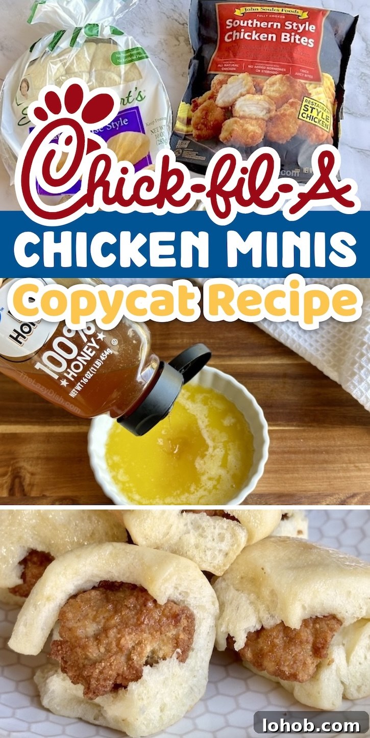 Chick-fil-A Chicken Minis Copycat Recipe — Soft, Tender Bites 16 Copycat Chick-fil-A Chicken Minis Recipe made with store-bought frozen biscuits and frozen popcorn chicken. Coat in honey butter and watch as your kids gobble them up!