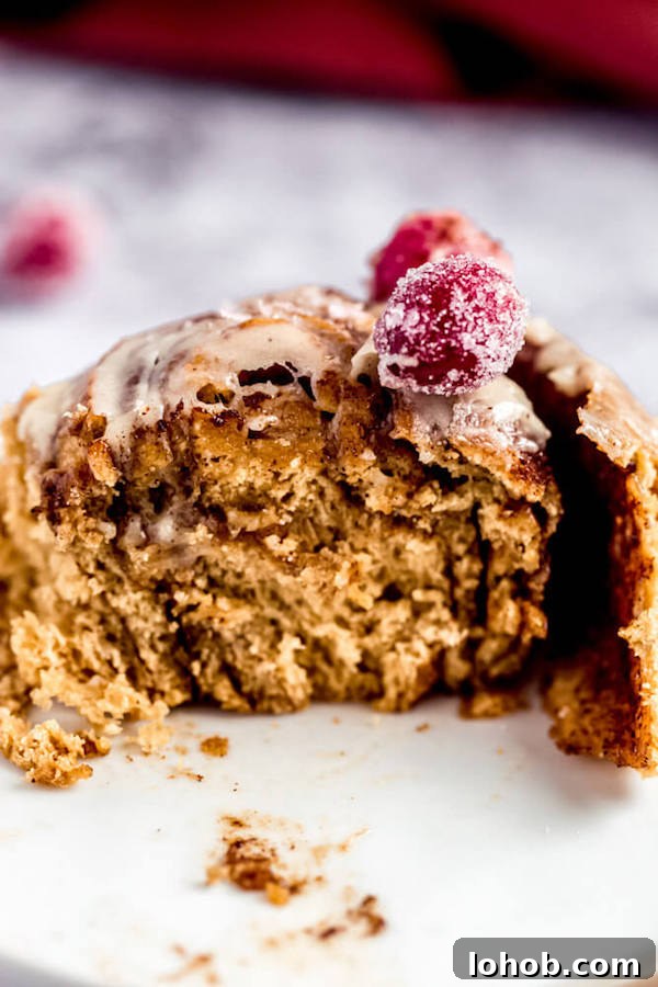 cinnamon roll cut in half