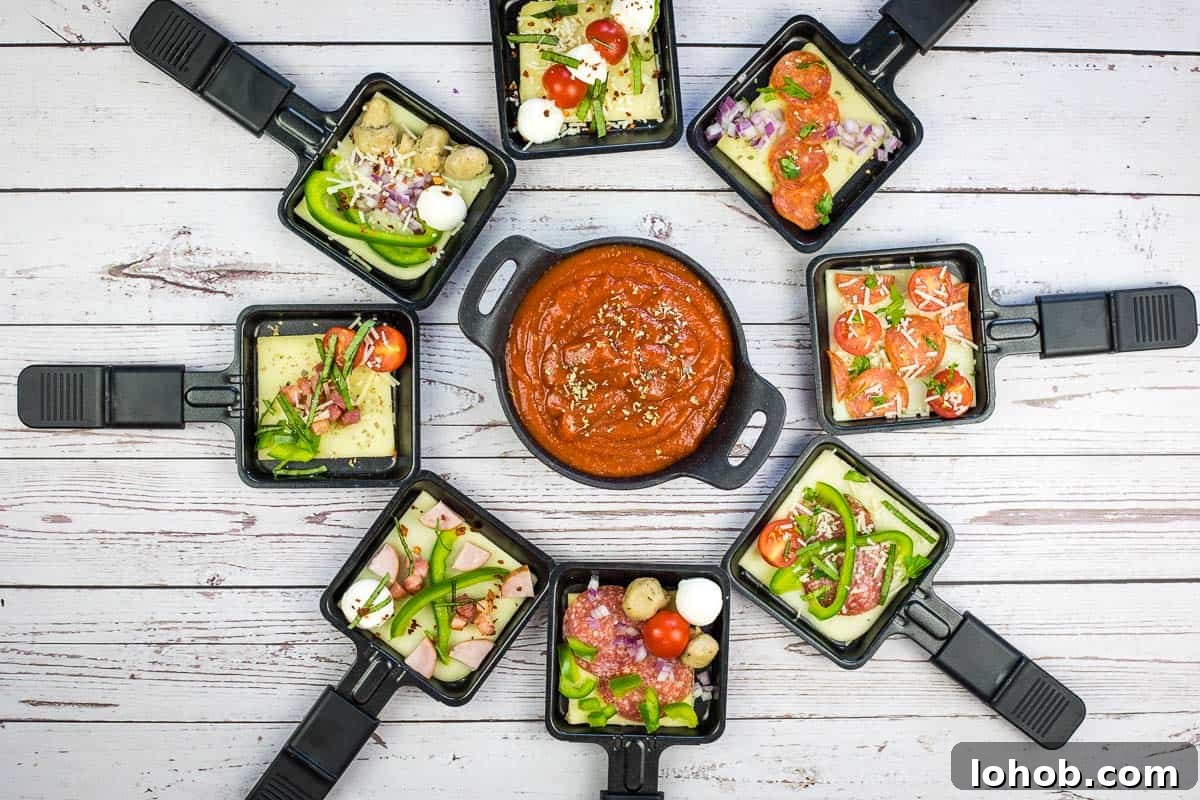 A group of pizza raclette.