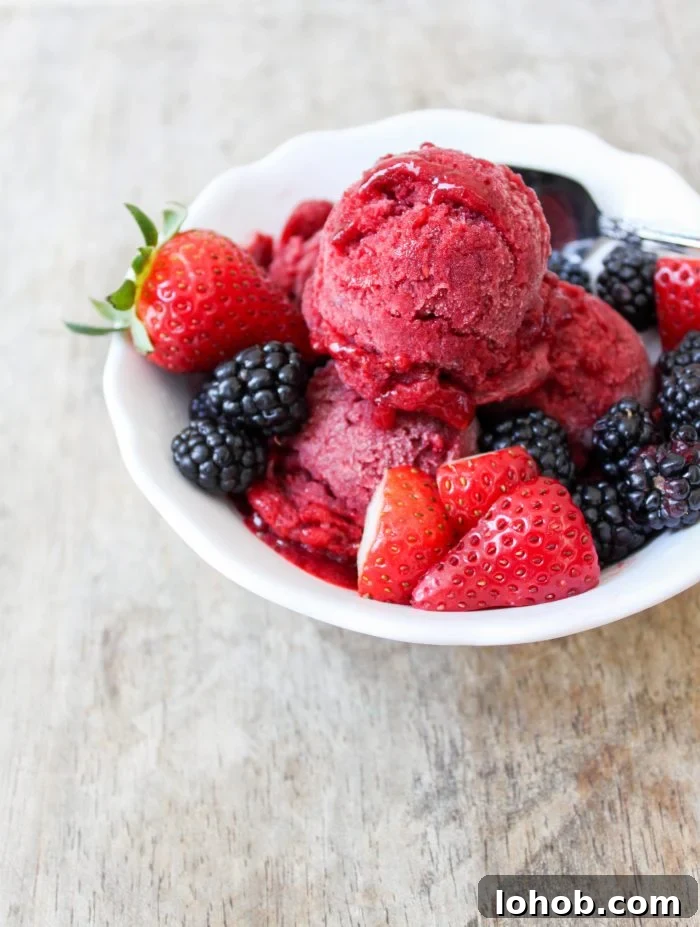 Strawberry Blackberry Sorbet Recipe — Fresh Summer Fruit Sorbet 2 strawberry blackberry sorbet