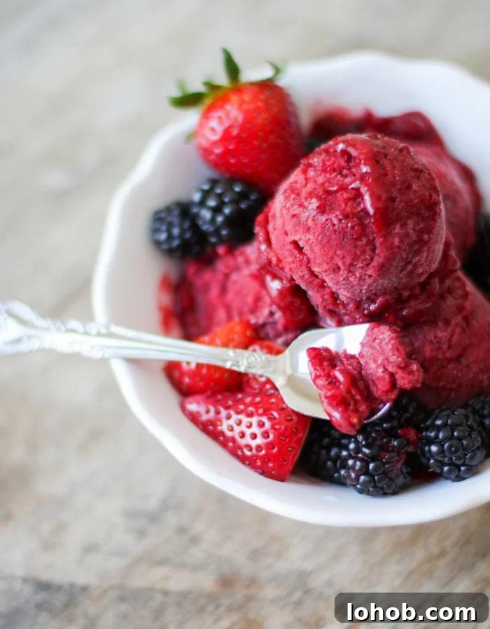 Strawberry Blackberry Sorbet Recipe — Fresh Summer Fruit Sorbet 5 strawberry blackberry sorbet
