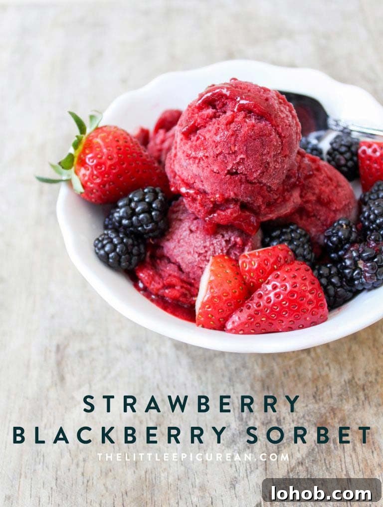 Strawberry Blackberry Sorbet Recipe — Fresh Summer Fruit Sorbet 8 Strawberry Blackberry Sorbet