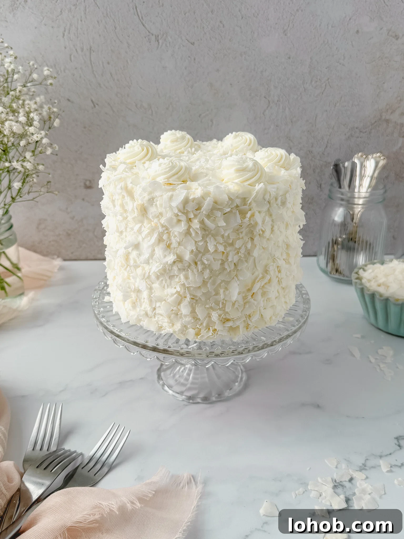 Top view of coconut cake