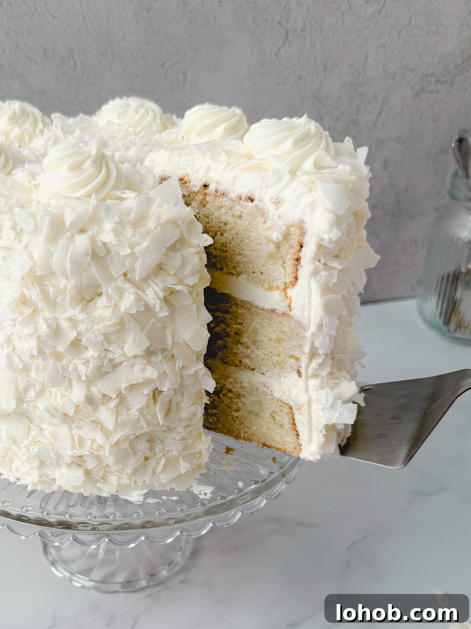 Slice of coconut cake