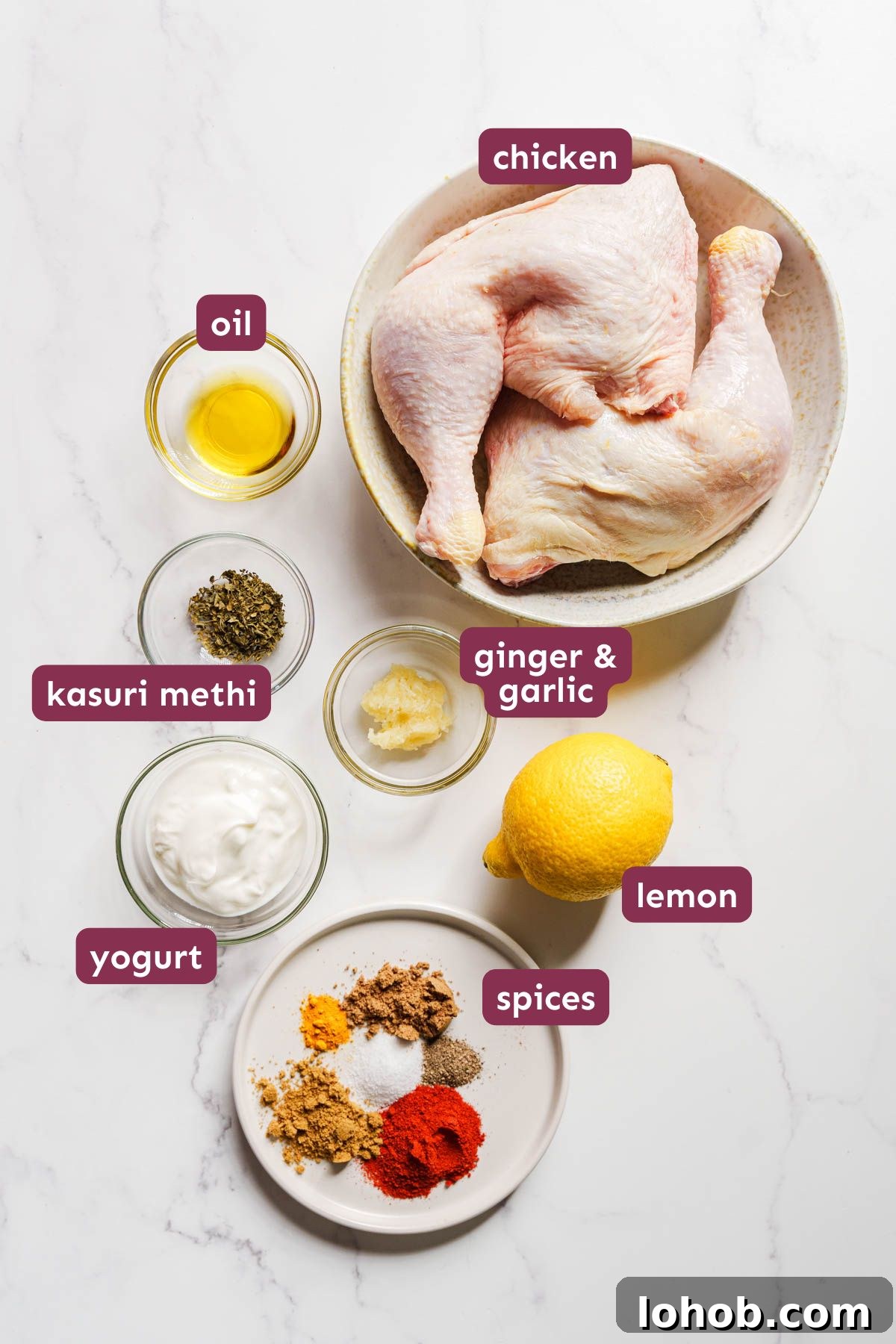 Crispy Air Fryer Tandoori Chicken Recipe 3 ingredients for air fryer tandoori chicken.