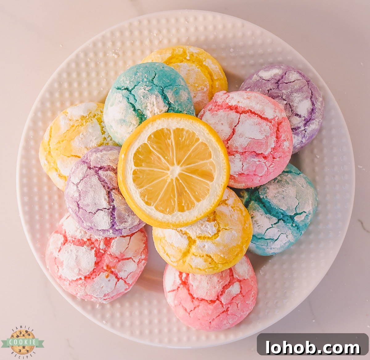 Spring Pastel Lemon Crinkle Cookies