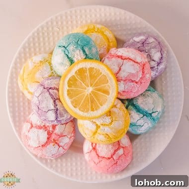 Spring Pastel Lemon Crinkle Cookies