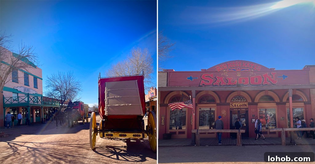 Let's Get Lost: March 2022 Travel Highlights 13 Two photos showing Tombstone, Arizona, a town famous for its Wild West history.